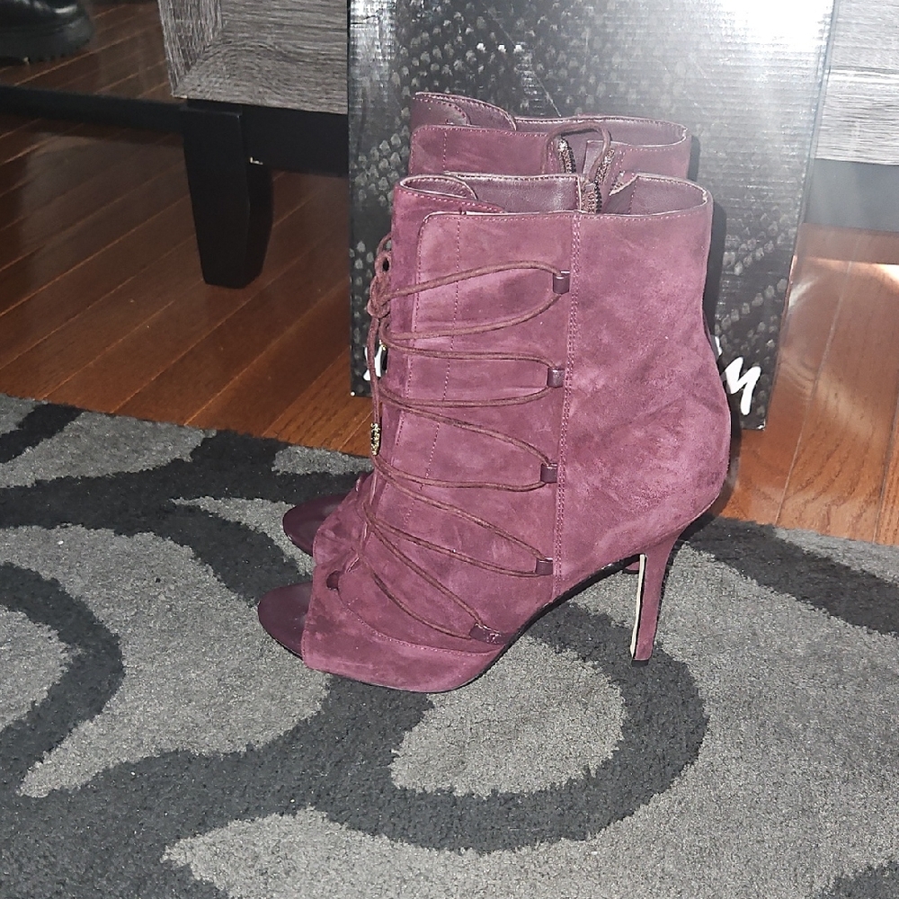 Sam Edelman Wine Color Suede Heeled Boots